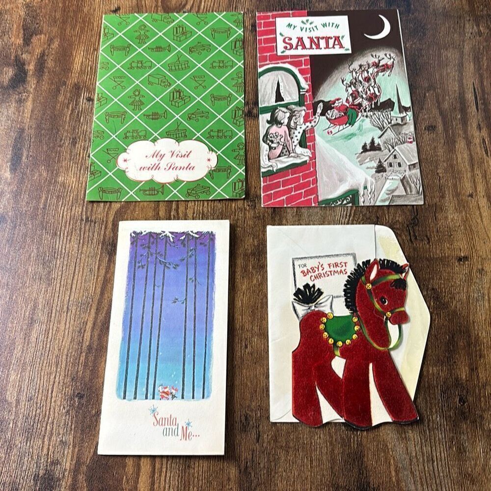 Lot of 4 vintage 1960-65 Santa & Me photo picture + card